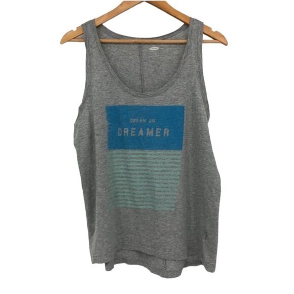 Old Navy Active Grey Blue graphic Tank top Dream On Dreamer women’s  Large - Picture 1 of 13